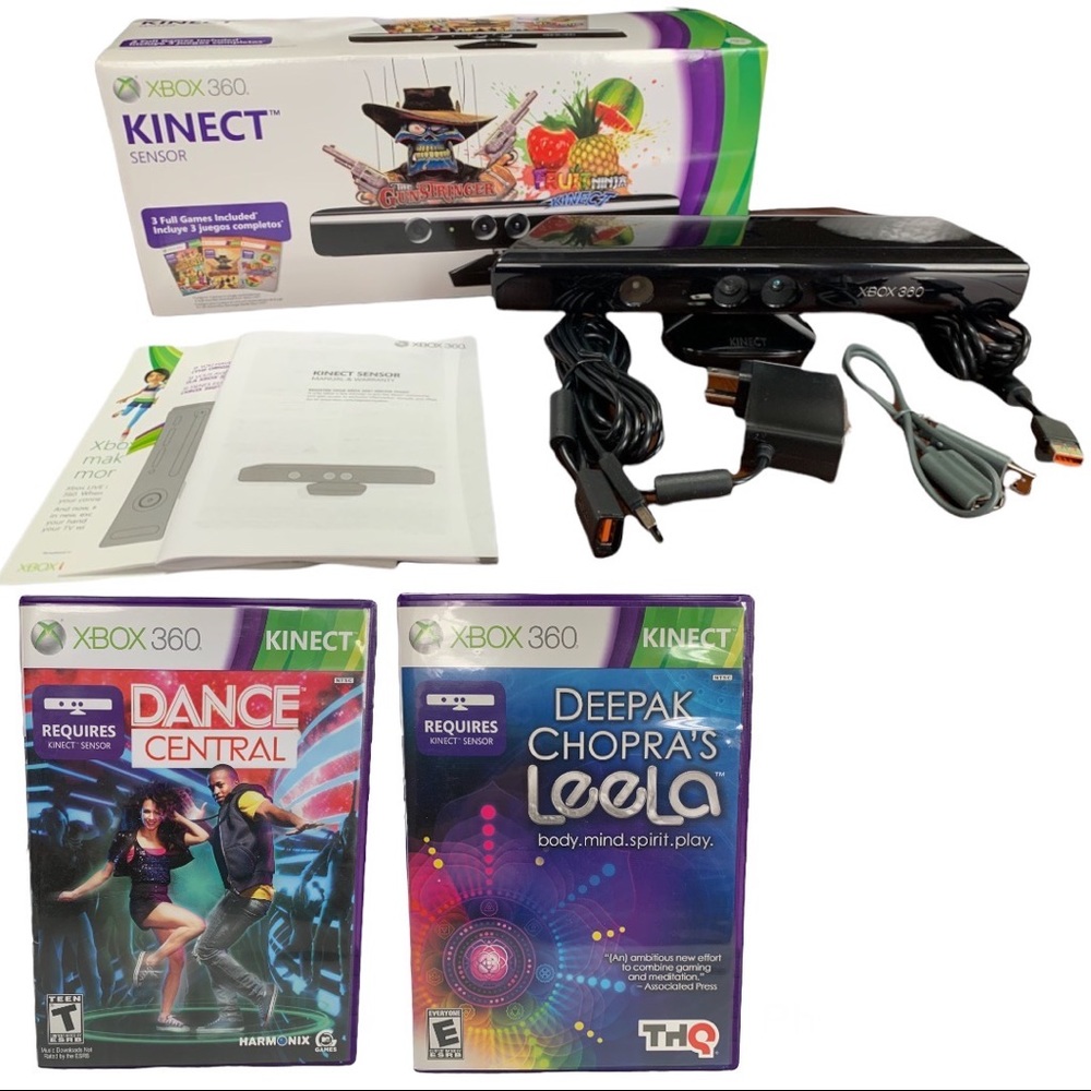 Xbox 360 Kinect Bundle and 2 Kinect Games: Dance Central and Leela & All Cables